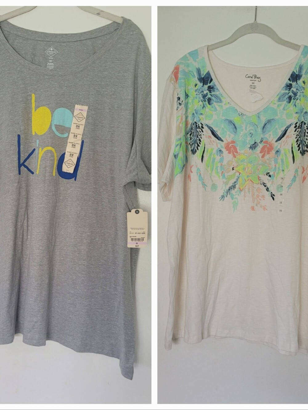 Bundle  Women's Cotton Graphic Short Sleeve Shirts Plus Size 3X Floral Be Kind